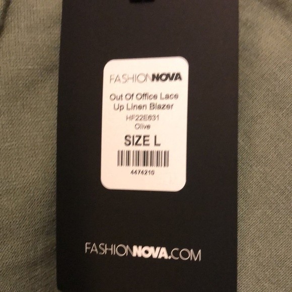 Fashion nova size large out of the office lace up linen blazer olive green - Picture 8 of 8